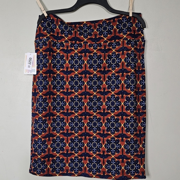 💜Lularoe Cassie Pencil Skirt 2XL Orange Blue Floral Des🌷 - Picture 1 of 5